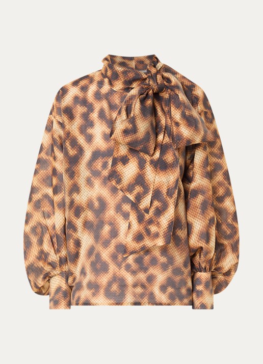 Essentiel Antwerp Karismatic top met sjaalkraag - voorkant 3 bruin