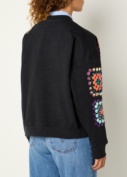 Essentiel Antwerp Karnaval sweater met pailletten  - achterkant 4 zwart