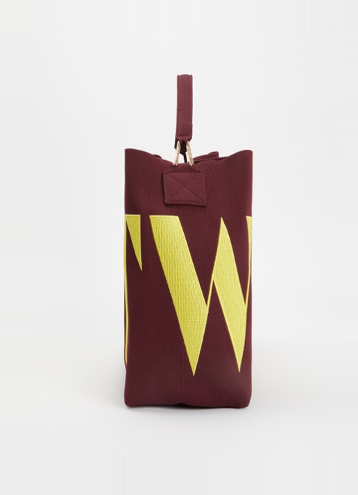 Essentiel Antwerp Karoll shopper met logoborduring en afneembare schouderriem - detail 2 aubergine