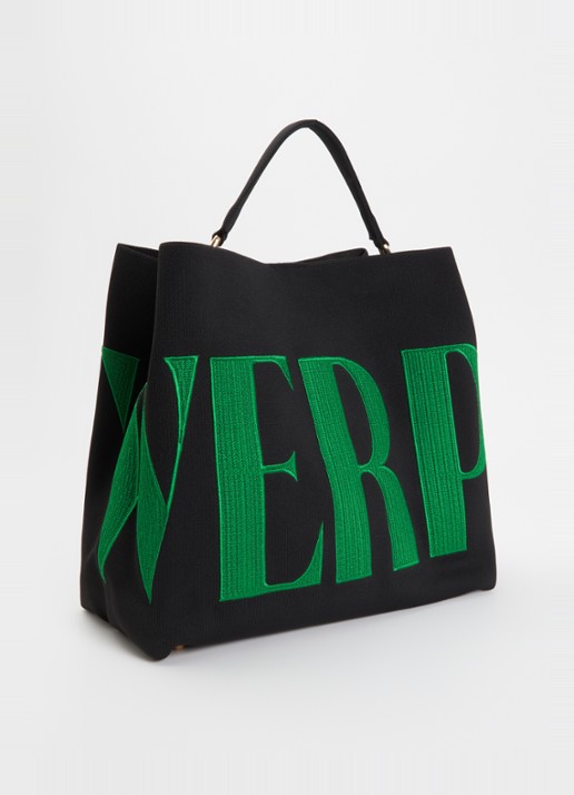 Essentiel Antwerp Karoll shopper met logoborduring en afneembare schouderriem - achterkant 4 zwart