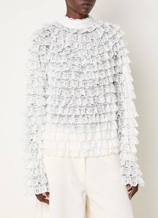 Essentiel Antwerp Kashvi semi-transparante top van mesh - detail wit