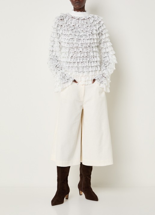 Essentiel Antwerp Kashvi semi-transparante top van mesh - voorkant 3 wit