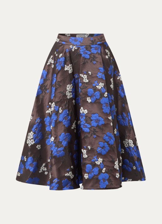 Essentiel Antwerp Kathyanne midi A-lijn rok met jacquard dessin - voorkant 3 donkerbruin