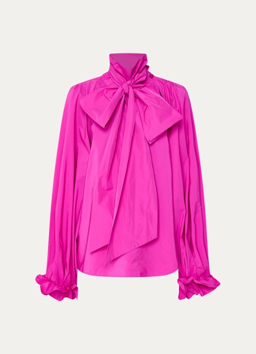 Essentiel Antwerp Kelly blouse met sjaalkraag  - voorkant 2 fuchsia