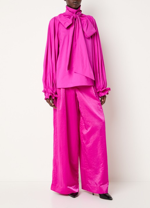 Essentiel Antwerp Kelly blouse met sjaalkraag  - voorkant 3 fuchsia