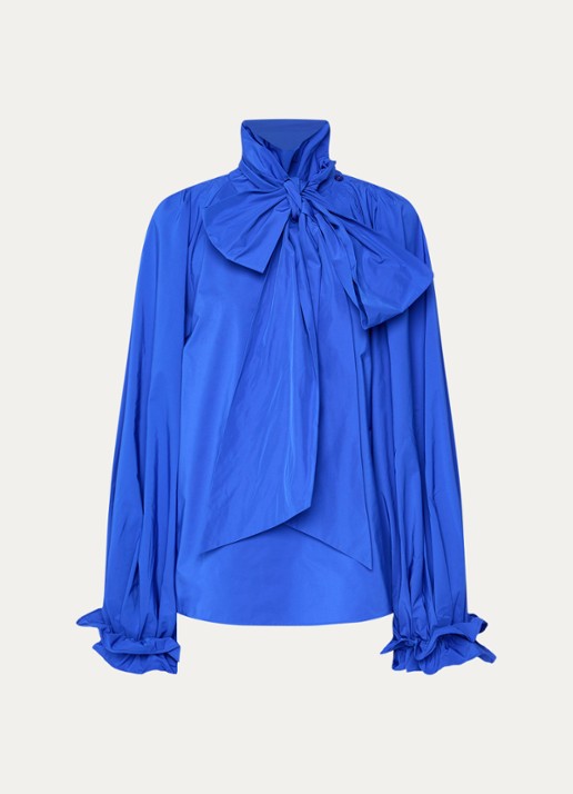 Essentiel Antwerp Kelly blouse met sjaalkraag  - voorkant 2 kobaltblauw