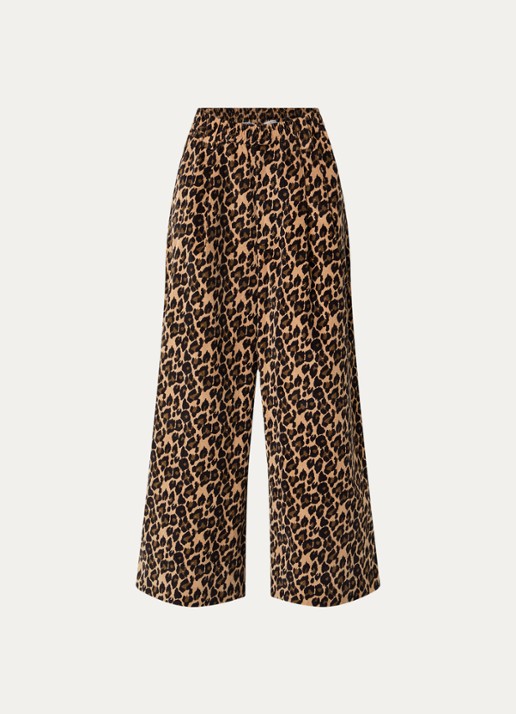 Essentiel Antwerp Kelly low waist wide fit broek met panterprint