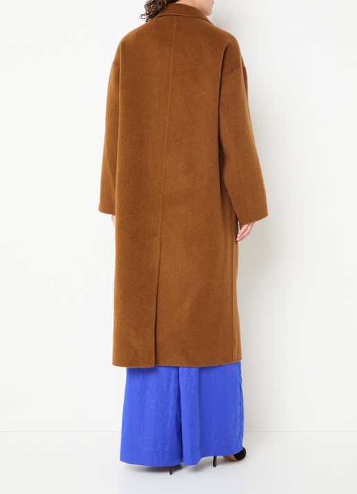 Essentiel Antwerp Kelp oversized mantel van wol met steekzakken - achterkant oranjebruin
