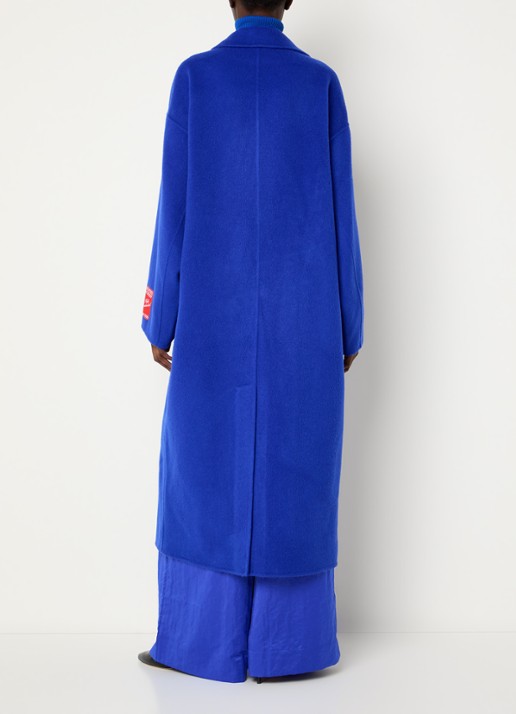 Essentiel Antwerp Kelp oversized mantel van wol met steekzakken - achterkant kobaltblauw