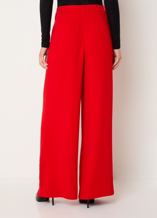 Essentiel Antwerp Kelsea high waist wide fit pantalon met steekzakken - achterkant rood
