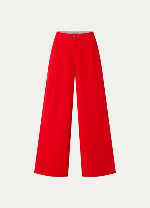 Essentiel Antwerp Kelsea high waist wide fit pantalon met steekzakken - voorkant 3 rood