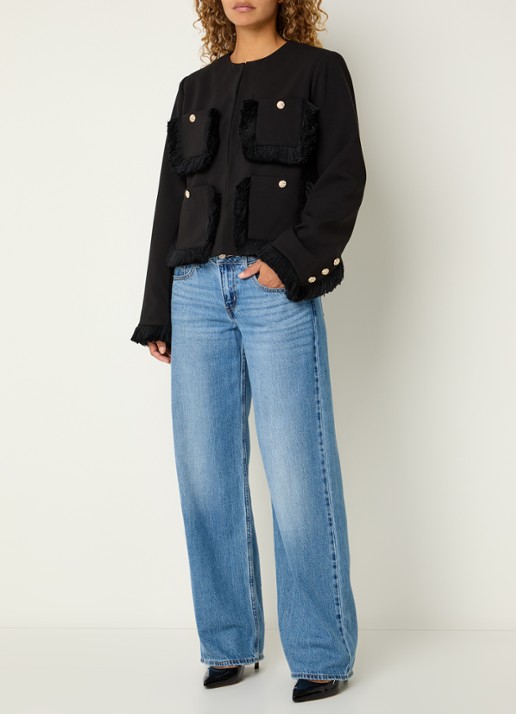 Essentiel Antwerp Kinetic jack met franjes - voorkant 4 zwart