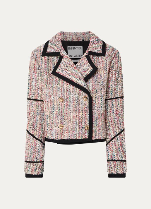 Essentiel Antwerp Kira1 cropped blazer van tweed met lurex