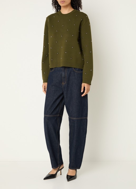 Essentiel Antwerp Klou sweater met studs - voorkant 4 groen