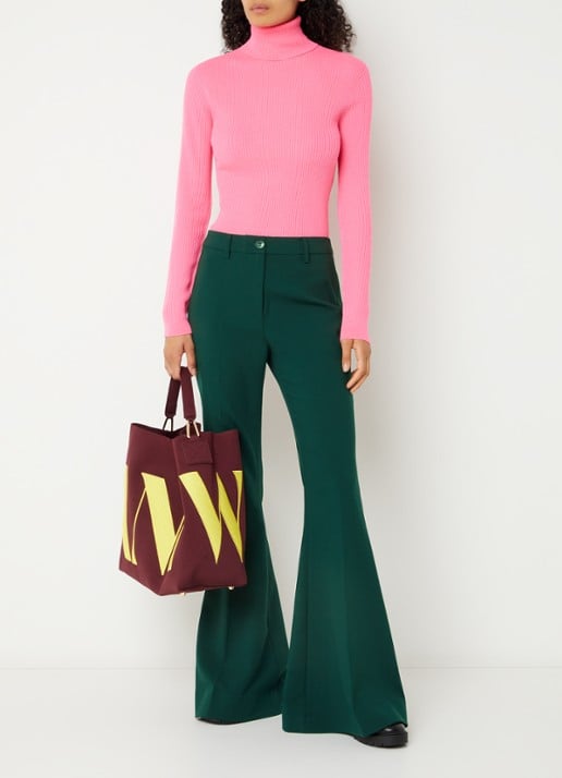 Essentiel Antwerp Konsiderate high waist flared fit broek - voorkant 2 groen