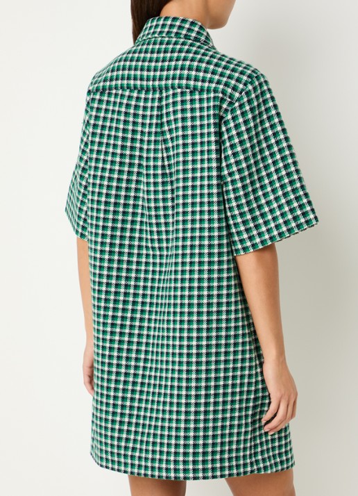 Essentiel Antwerp Kooky midi tuniekjurk in wolblend met ruitdessin - achterkant 4 groen