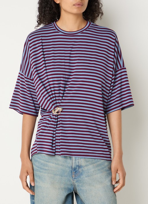 Essentiel Antwerp Kriss top met knoopdetail en streepprint