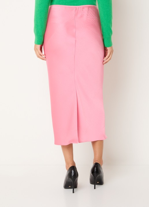 Essentiel Antwerp Krump midi rok van satijn - achterkant 4 roze