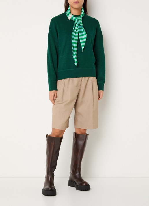 Essentiel Antwerp Kurtis trui in wolblend met sjaalkraag - voorkant 2 groen