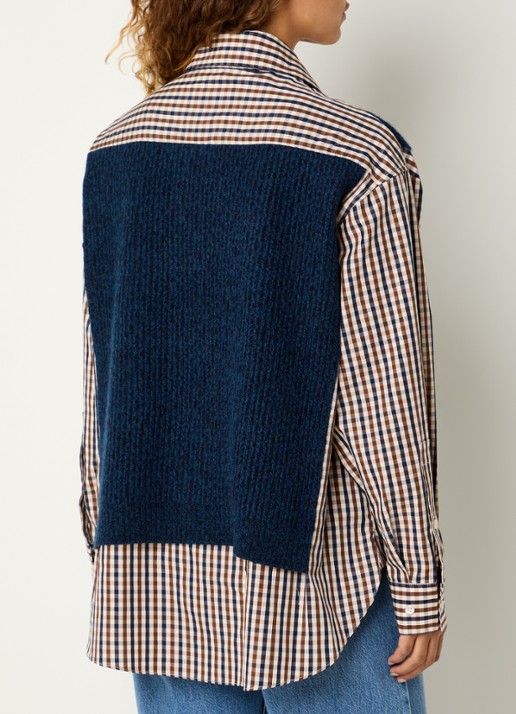 Essentiel Antwerp Kute blouse met ruitdessin - achterkant donkerblauw