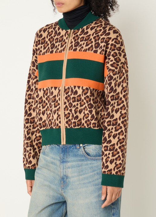 Essentiel Antwerp Kutie sweatvest met panterprint - achterkant 2 bruin
