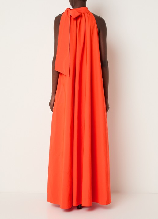Essentiel Antwerp Maxi jurk met print - achterkant 4 oranjerood