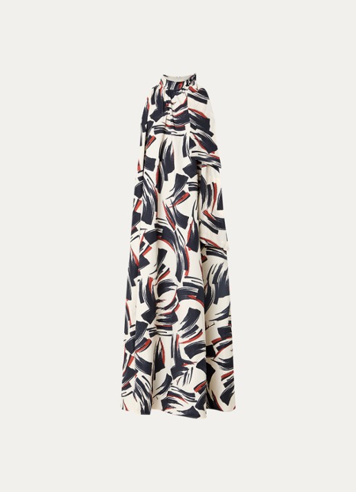 Essentiel Antwerp Maxi jurk met print - voorkant gebroken wit