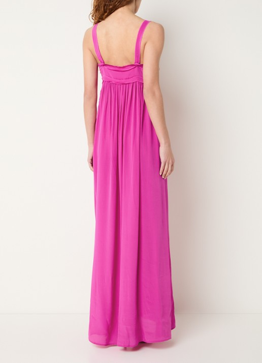 Essentiel Antwerp Maxi jurk met V-hals - achterkant 4 fuchsia