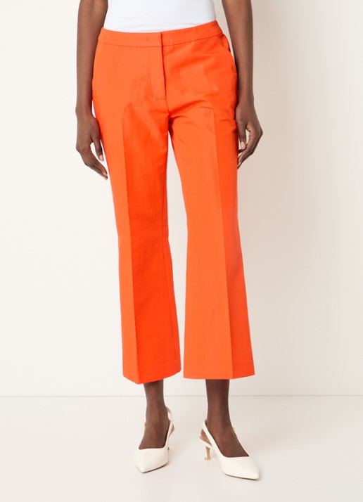 Essentiel Antwerp Mid waist cropped flared fit pantalon met steekzakken