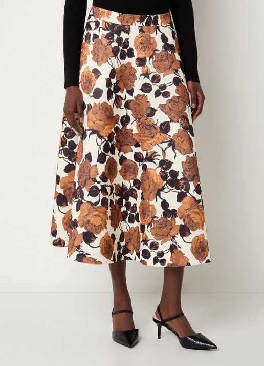 Essentiel Antwerp Midi A-lijn rok met steekzakken en bloemenprint