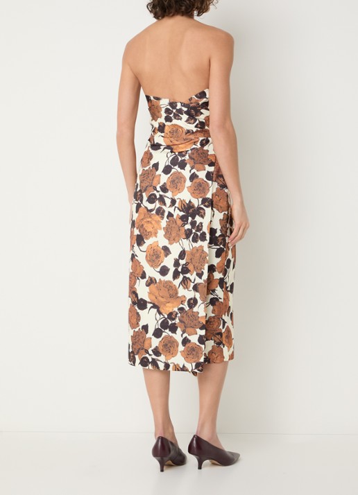 Essentiel Antwerp Midi jurk met strikceintuur - achterkant bruin