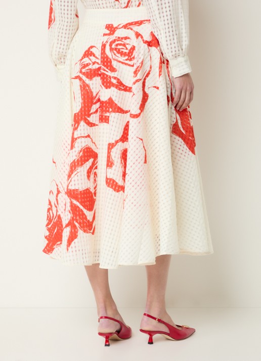 Essentiel Antwerp Midi rok met print - achterkant 4 rood