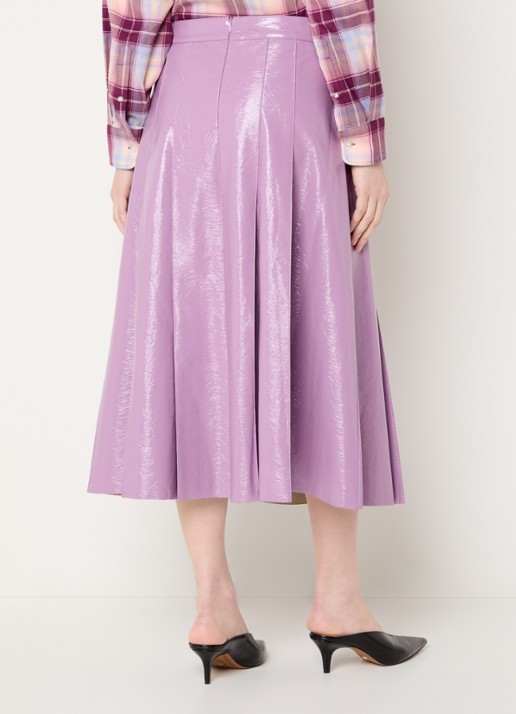 Essentiel Antwerp Midi rok van imitatieleer  - achterkant paars