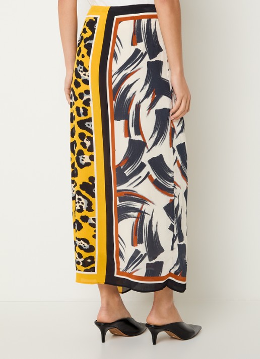 Essentiel Antwerp Midi wikkelrok met print - achterkant 3 geel