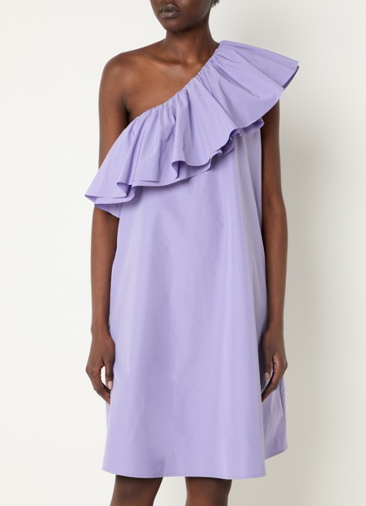 Essentiel Antwerp Mini jurk met asymmetrische hals en volant