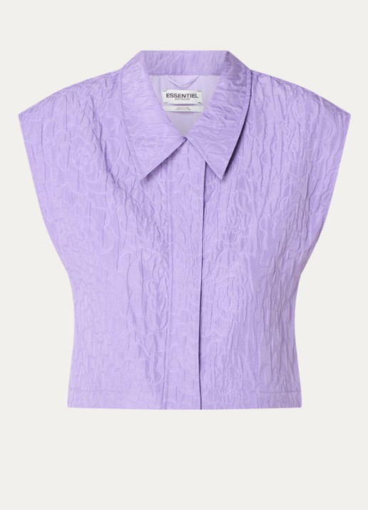 Essentiel Antwerp Mouwloze cropped blouse met jacquard dessin - voorkant 2 paars