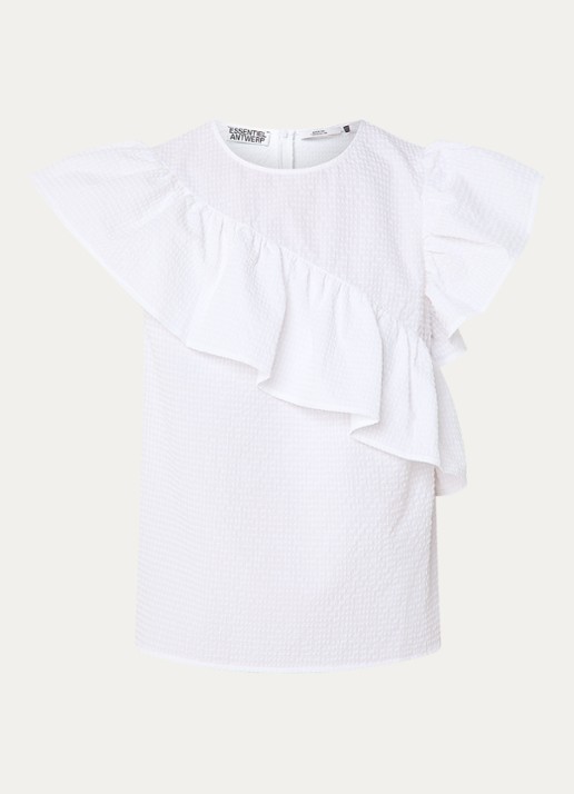 Essentiel Antwerp Mouwloze top met volant - voorkant wit