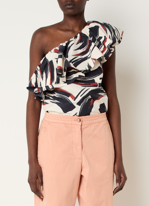 Essentiel Antwerp One shoulder top met volant