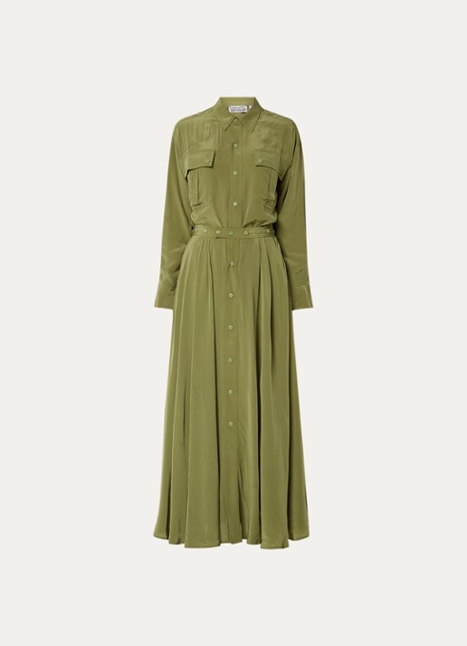 Essentiel Antwerp Playsuit met afneembare maxi plooirok - voorkant 3 mosgroen