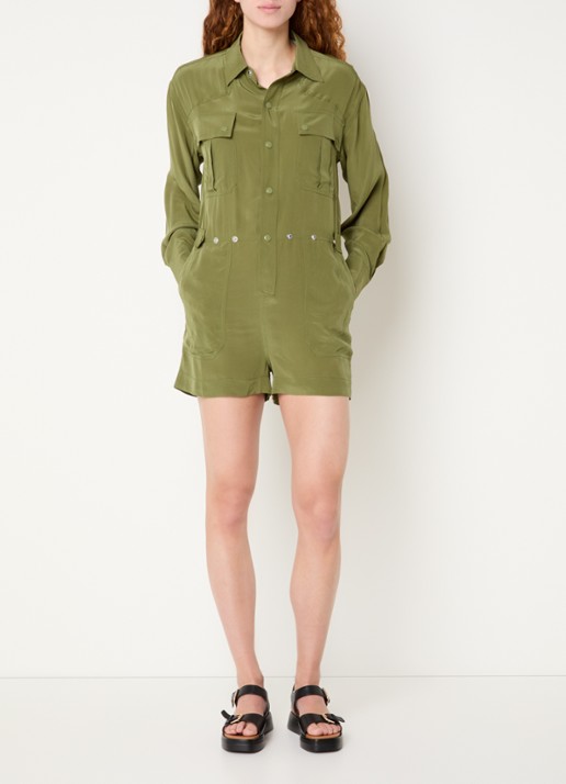 Essentiel Antwerp Playsuit met afneembare maxi plooirok - voorkant 5 mosgroen
