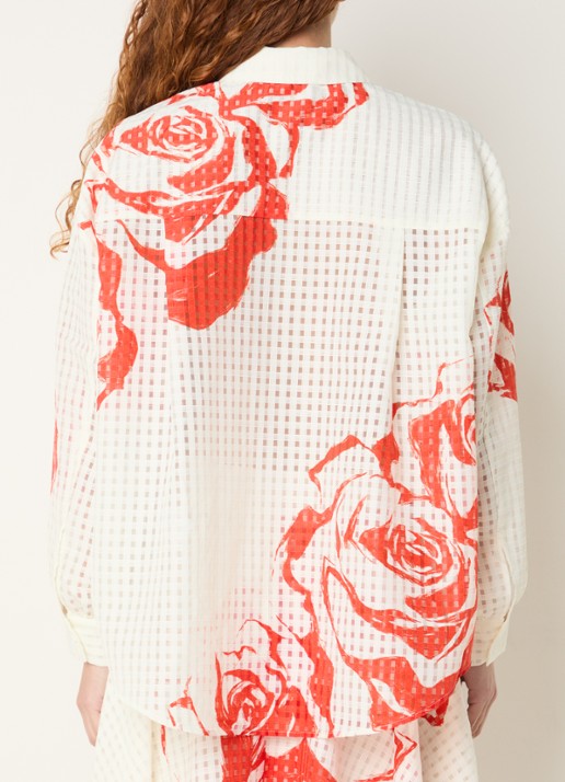 Essentiel Antwerp Semi-transparante blouse met print - achterkant 3 rood