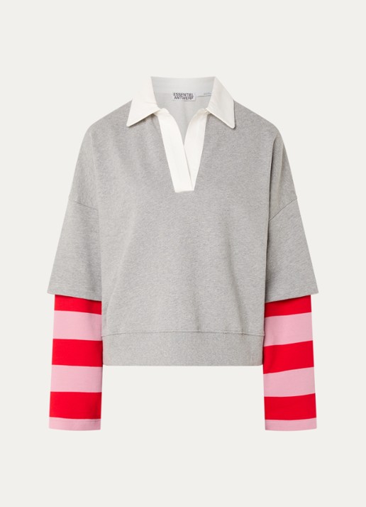 Essentiel Antwerp Sweater met kraag - voorkant 3 zwart