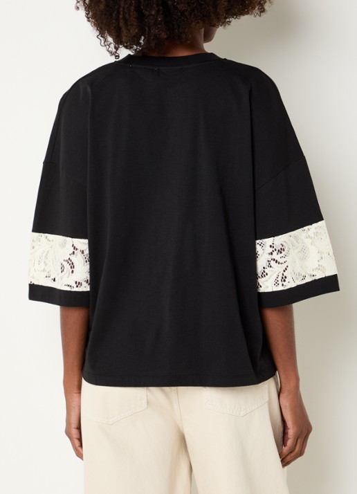 Essentiel Antwerp T-shirt met broderie - achterkant 4 zwart