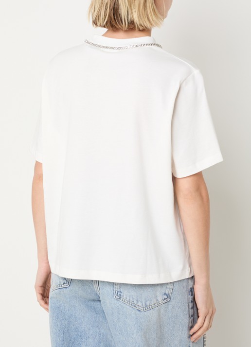 Essentiel Antwerp T-shirt met print en strass - achterkant 2 wit