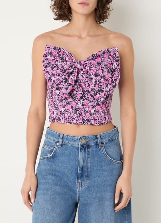 Essentiel Antwerp Top met bloemenprint en strikdetail