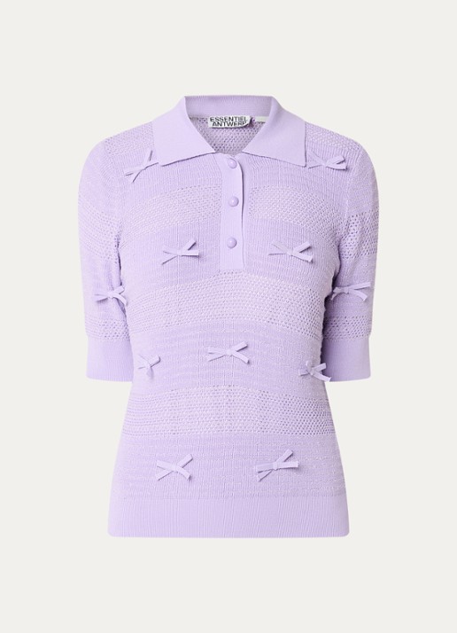 Essentiel Antwerp Top met opengewerkt dessin - voorkant 3 paars