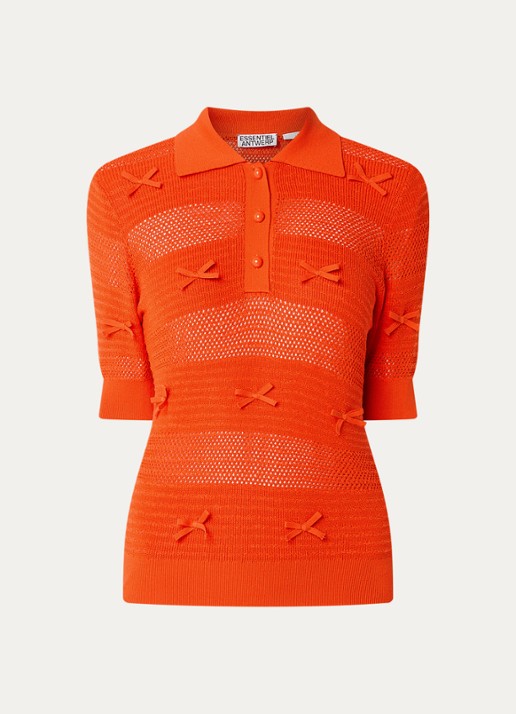 Essentiel Antwerp Top met opengewerkt dessin - voorkant 3 rood