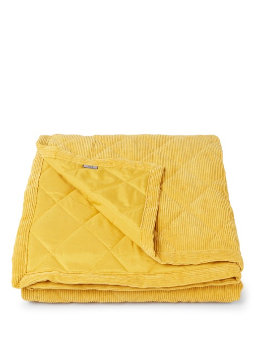 Essenza Billie bedsprei van ribfluweel - voorkant 2 mosterd