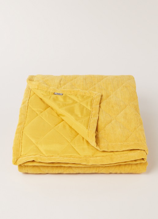 Essenza Billie bedsprei van ribfluweel - voorkant 3 mosterd