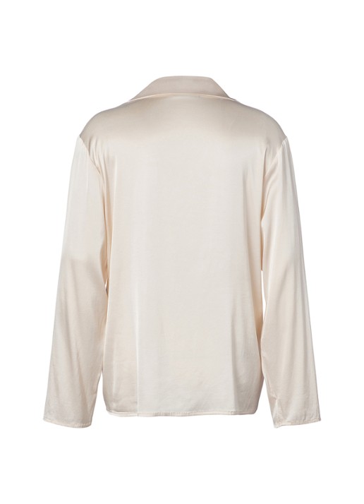 Essenza Elodie loungetop met glanzende finish - voorkant 2 vanillegeel
